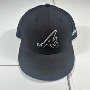 Atlanta braves mlb black new era fitted hat cap size 7 1/4